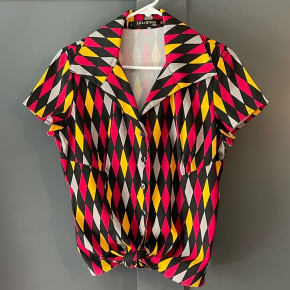 Pinup Girl Clothing Ridley Top Harlequin - Picture 4 of 5